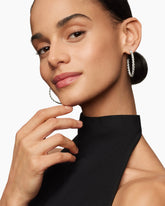 Sculpted Cable Flex Hoop Earrings in 18K White Gold with Diamonds, 1.75in